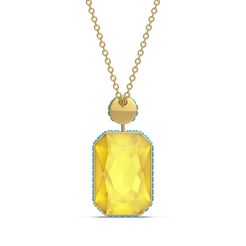 Orbita necklace, Octagon cut crytsal, Multicolored, Gold-tone plated